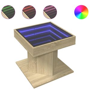 vidaXL Kavos staliukas su LED, ąžuolo, 50x50x45cm, apdirbta mediena