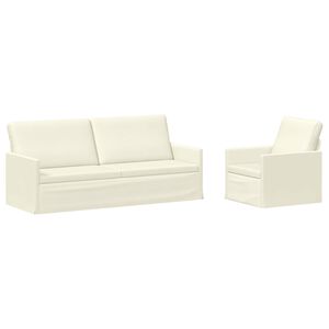 vidaXL Sofos komplektas 2 pcs Kreminė Kordūrinis audinys