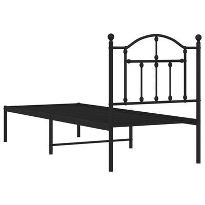 vidaXL Metalinis lovos rėmas su galvūgaliu, juodos spalvos, 75x190cm