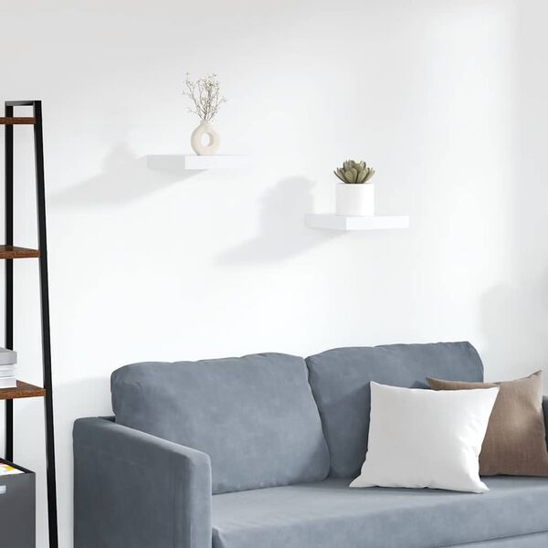 vidaXL Pakabinamos lentynos, 2vnt., baltos, 23x23,5x3,8cm, MDF