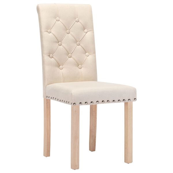 vidaXL Valgomojo kėdės, 2vnt., kreminės spalvos, audinys