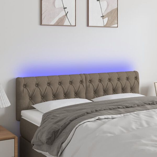 vidaXL Galvūgalis su LED, taupe spalvos, 160x7x78/88cm, audinys