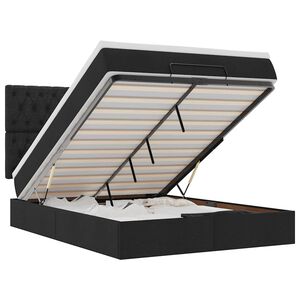 vidaXL Osmanų lova su čiužiniu ir LED juodas 140x190cm audinys