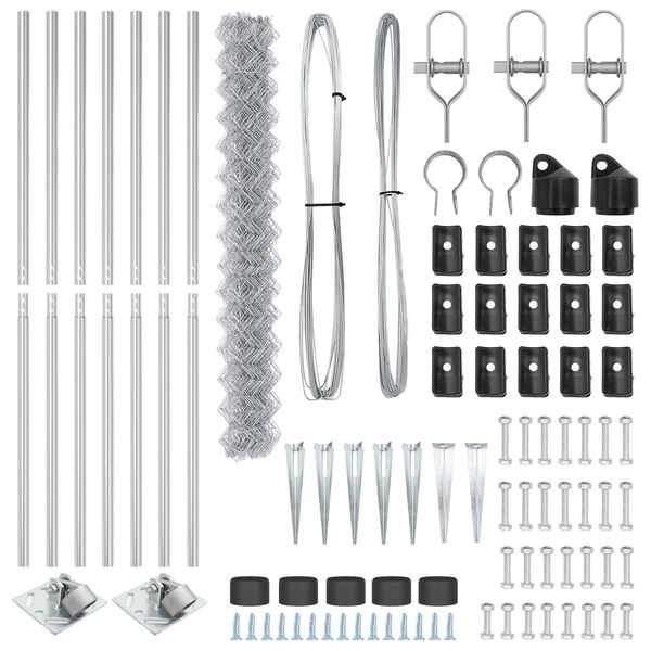 vidaXL Tvorelės stulpas Sidabro 10 x 1,5 m (60 x 60 mm tinklelis)