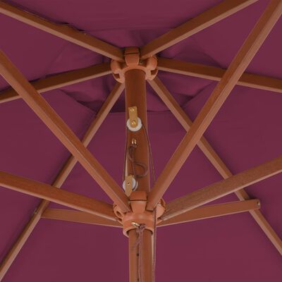vidaXL Lauko skėtis su mediniu stulpu, raud. vyn. sp., 270 cm