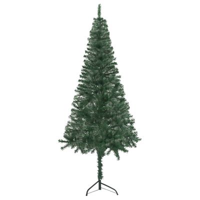 vidaXL Dirbtinė kampinė apšviesta Kalėdų eglutė, žalia, 150cm, PVC