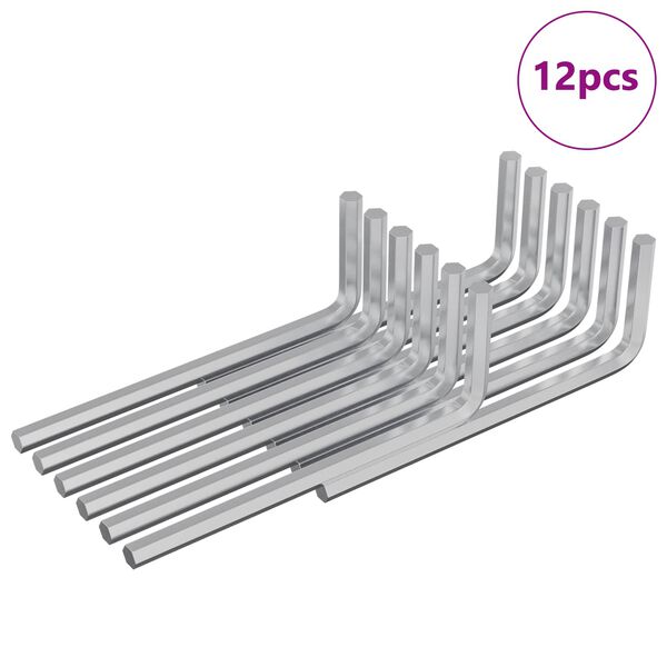 vidaXL Hex raktas 12 pcs Sidabro 32 x 86 mm Plienas
