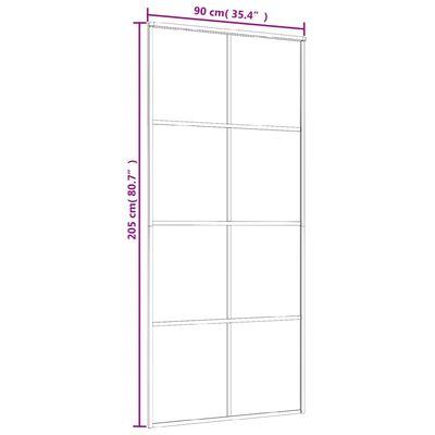 vidaXL Stumdomos durys, baltos, 90x205cm, ESG stiklas ir aliuminis