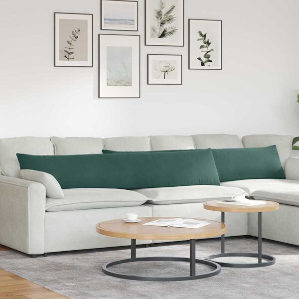 vidaXL Sofa Pagalvės 2 pcs Tamsiai žalia 200 x 40 cm