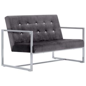 vidaXL Dvivietė sofa su porankiais, tams. pilk. sp., chromas ir aks.