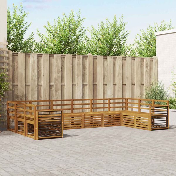 vidaXL Sofų komplektai 10 pcs Natūrali Kietos akacijos mediena