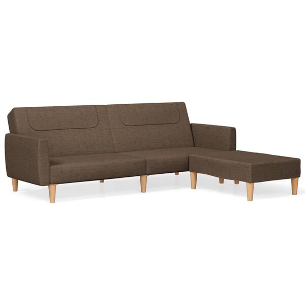 vidaXL Dvivietė sofa-lova su pakoja, rudos spalvos, audinys