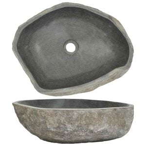 vidaXL Praustuvas, (45-53)x(34-41)cm, upės akmuo, ovalo formos