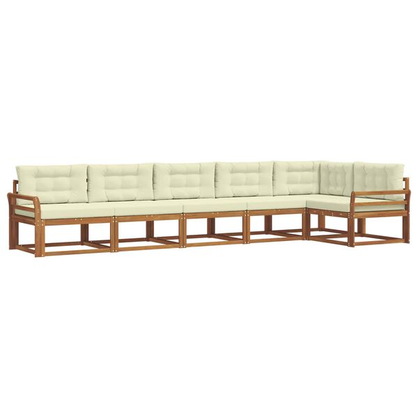 vidaXL Lauko sofos komplektas su pagalve 6 pcs Natūralus ir grietinėlė