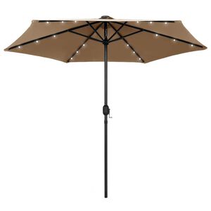 vidaXL Sodo skėtis su LED ir aliuminio stulpu, taupe, 270cm