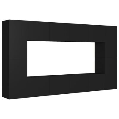 vidaXL Televizoriaus spintelių komplektas, 8 dalių, juodas, MDP