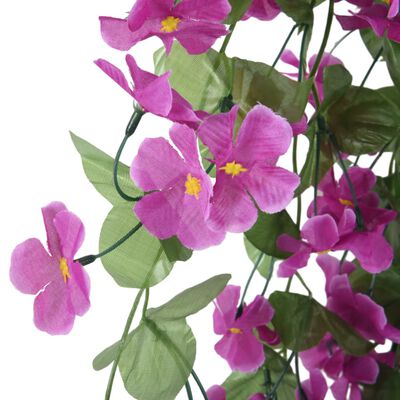 vidaXL Dirbtinių gėlių girliandos, 3vnt., šviesiai violetinės, 85cm