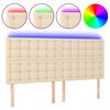 vidaXL Galvūgalis su LED, kreminės spalvos, 180x5x118/128cm, audinys