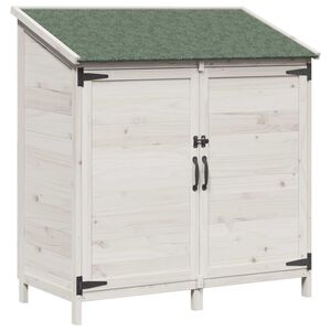 vidaXL Sodo Sandėlys su stogu su saugykla Balta 106,5 x 56 x 113,5 cm