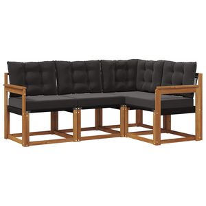 vidaXL Lauko sofos komplektas su pagalve 4 pcs Natūrali ir juoda