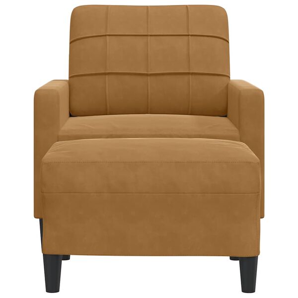 vidaXL Krėslas su pakoja, rudos spalvos, 60cm, aksomas