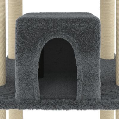vidaXL Draskyklė katėms su stovais iš sizalio, tamsiai pilka, 216cm