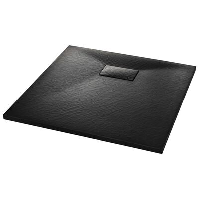 vidaXL Dušo padėklas, juodos spalvos, 80x80 cm, lieto lakšto junginys