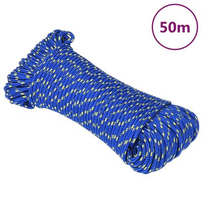 vidaXL Valties virvė, mėlynos spalvos, 5mm, 50m, polipropilenas