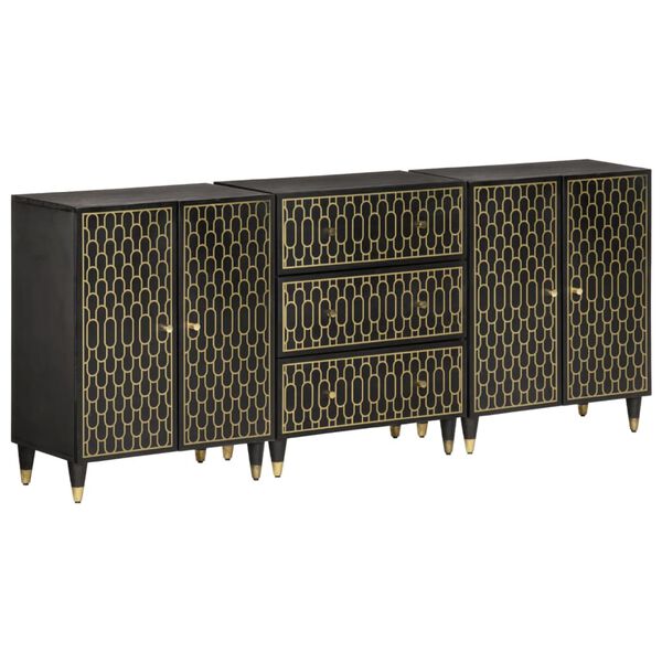 vidaXL &Scaron;oninės spintelės, 3vnt., 60x33x75cm, mango medienos masyvas