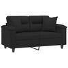vidaXL Dvivietė sofa su pagalvėmis, juoda, 120cm, mikropluo&scaron;to audinys