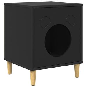 vidaXL Katės namelis Juoda 42,5 x 40 x 53 cm Apdirbta mediena