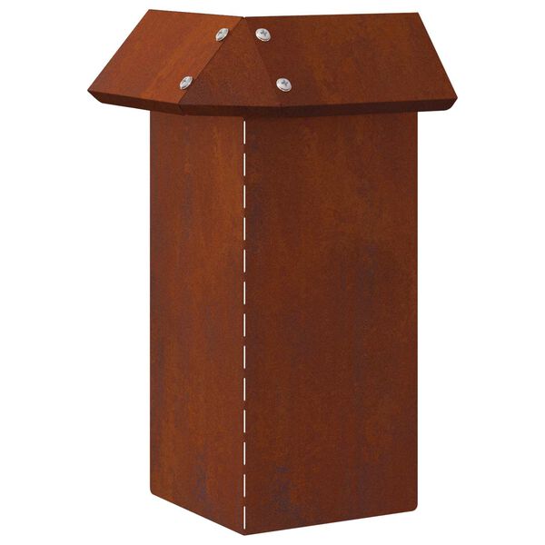 vidaXL Sraigių tvora Rūdijanti 13,5 x 13,5 x 25 cm