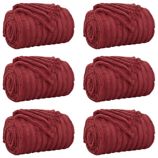vidaXL Mesti antklodės 6 pcs Bordo raudona 240 x 220 cm Flysas