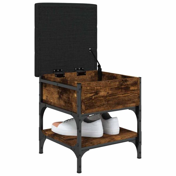 vidaXL Batų suoliukas, dūminio ąžuolo, 42x42x45cm, apdirbta mediena