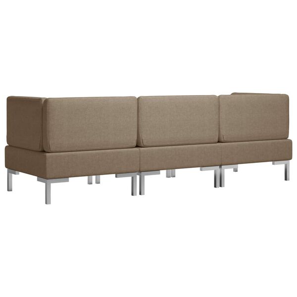 vidaXL Sofos komplektas, 3 dalių, rudos spalvos, audinys