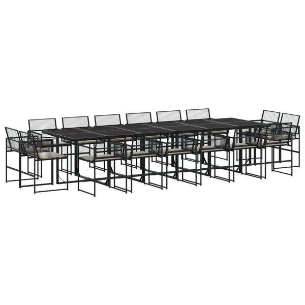 vidaXL Sodo komplektas su pagalvėlėmis, 17 dalių, juodas, poliratanas