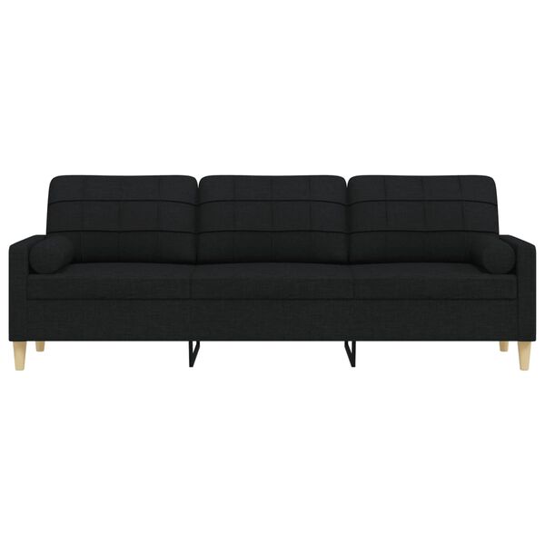 vidaXL Trivietė sofa su pagalvėlėmis, juodos spalvos, 210cm, audinys