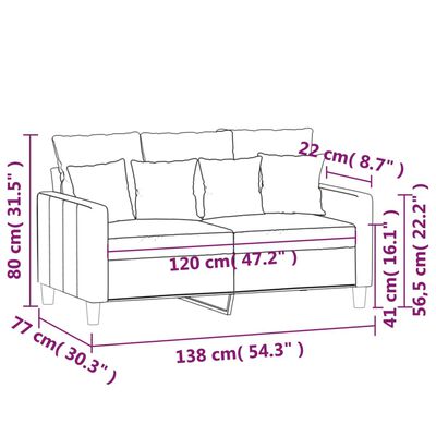 vidaXL Dvivietė sofa, tamsiai pilkos spalvos, 120cm, aksomas
