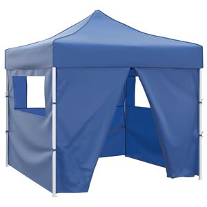 vidaXL Sulankstomas paviljonas, mėlynas, 3 x 3 m, 4 sienelės