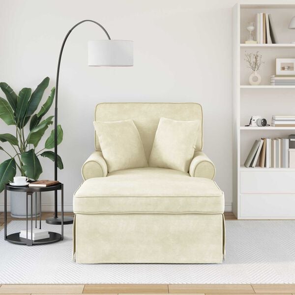 vidaXL Faina su sijonu Kreminė 91 x 157 x 91 cm Ribotos tekstilės