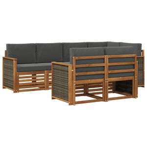 vidaXL Sekcijos sofų komplektas 6 pcs Natūralus ir antracitas