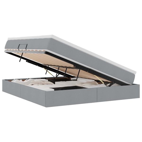 vidaXL Lova su daiktų laikymo vieta ir čiužiniu &Scaron;viesiai pilka