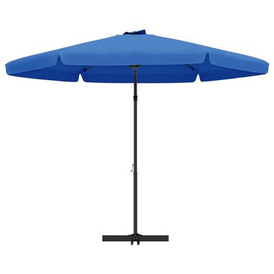 vidaXL Lauko skėtis su plieniniu stulpu, dangaus žydros spalvos, 300cm