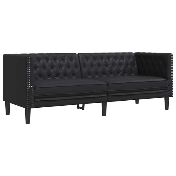 vidaXL Svetainės sofa 3 pcs Juoda 194 x 74,5 x 70,5 cm Dirbtinė oda