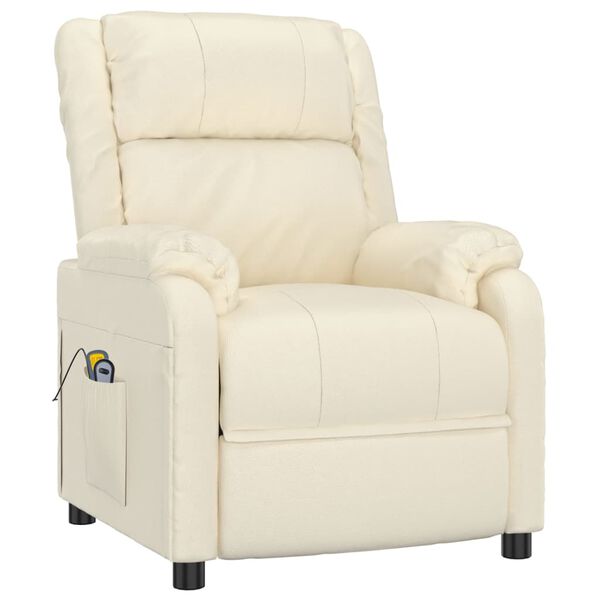 vidaXL Elektrinis masažinis krėslas, kreminės spalvos, dirbtinė oda