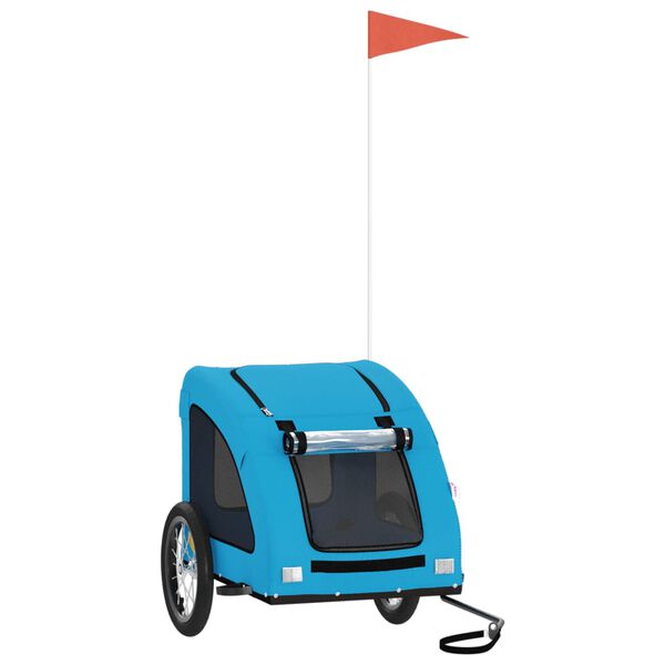 vidaXL Dviračio priekaba augintiniams, mėlyna, audinys/geležis