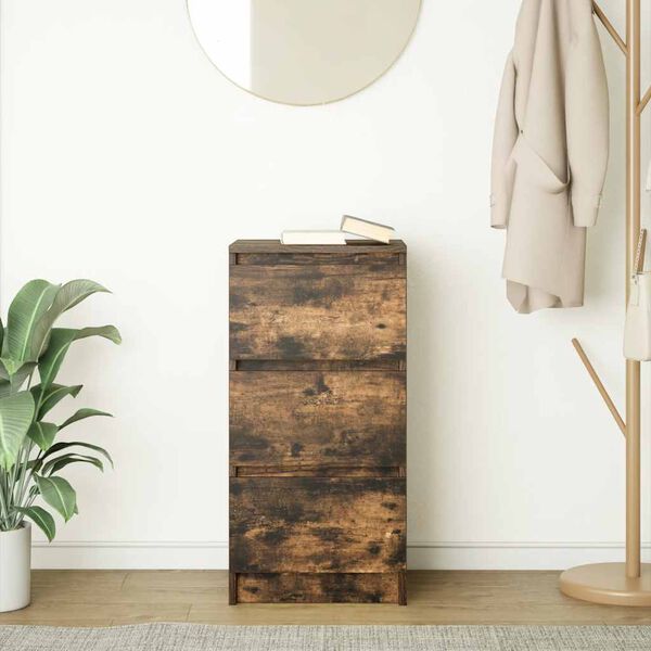 vidaXL &Scaron;oninė spintelė, dūminio ąžuolo, 37,5x35x76cm, apdirbta mediena