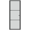 vidaXL Vidaus durys, juodos, 76x201,5cm, matinis stiklas ir aliuminis