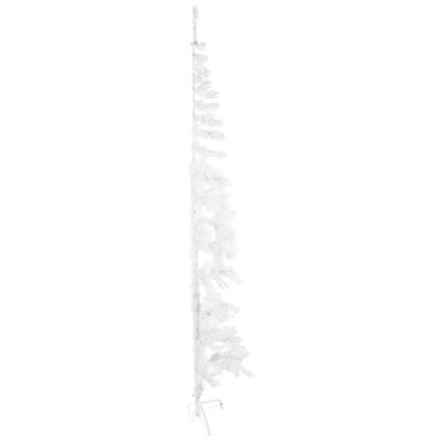 vidaXL Siaura dirbtinė pusinė Kalėdų eglutė su stovu, balta, 240cm
