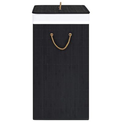 vidaXL Skalbinių krepšys su vienu skyriumi, juodas, bambukas, 83l